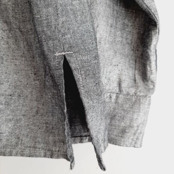 CHARTER CLUB / 100% Linen Utility Sleeve Jacket Metallic Silver Gray Sz L Petite - Picture 11 of 14